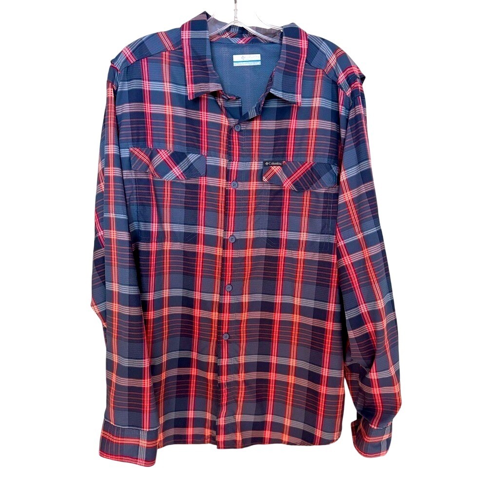Columbia Mens‎ Large Plaid Button Up Long Sleeve Shirt Outdoor